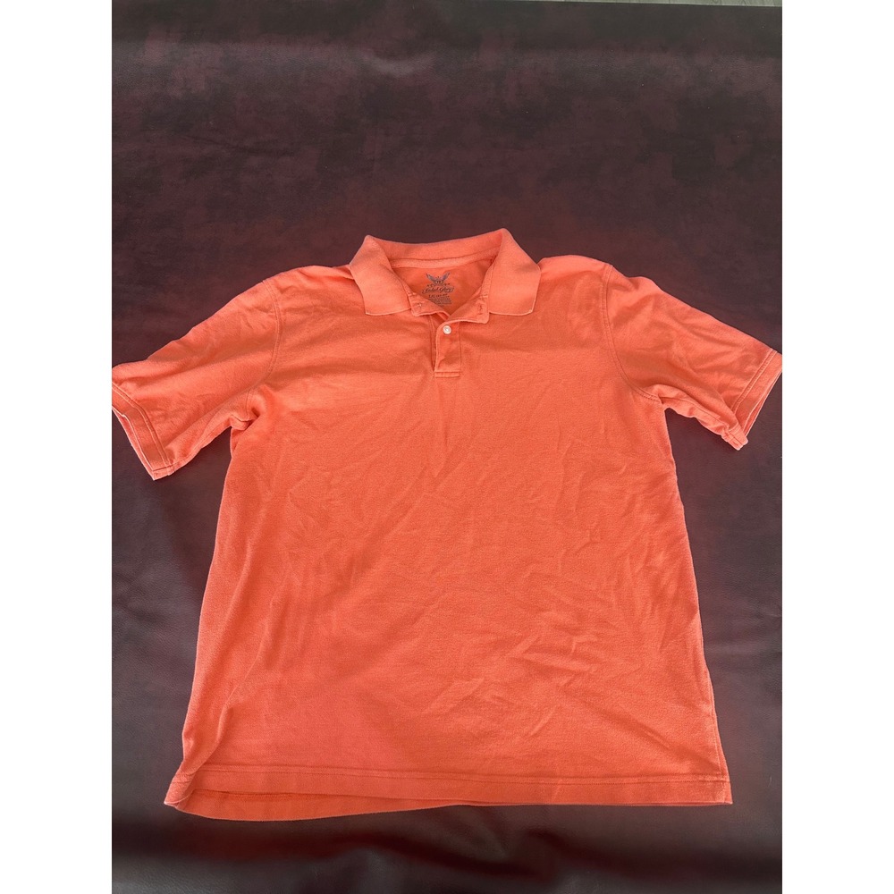 Faded Glory Mens Polo Shirt Large L Coral Orange Short Sleeve Pique Knit Casual